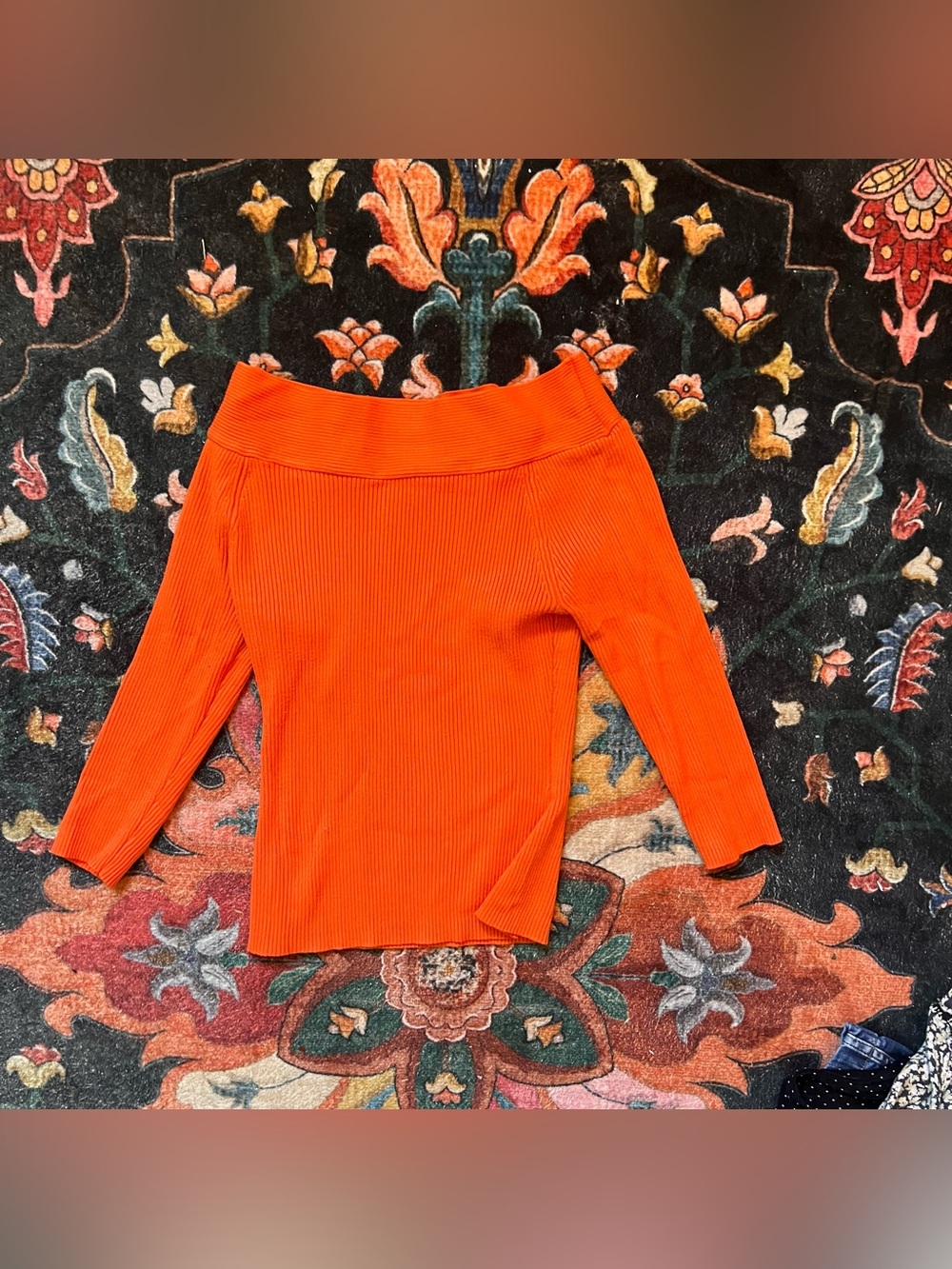 Heirloom Collectibles Bright Orange Ribbed Long-Sleeve Top